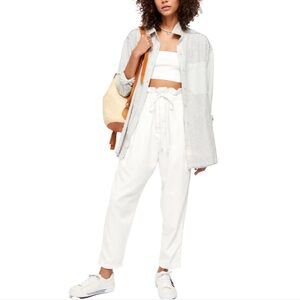 NWT Free People Margate Pleated White Button Fly Closure 4 Pocket Style Pants.